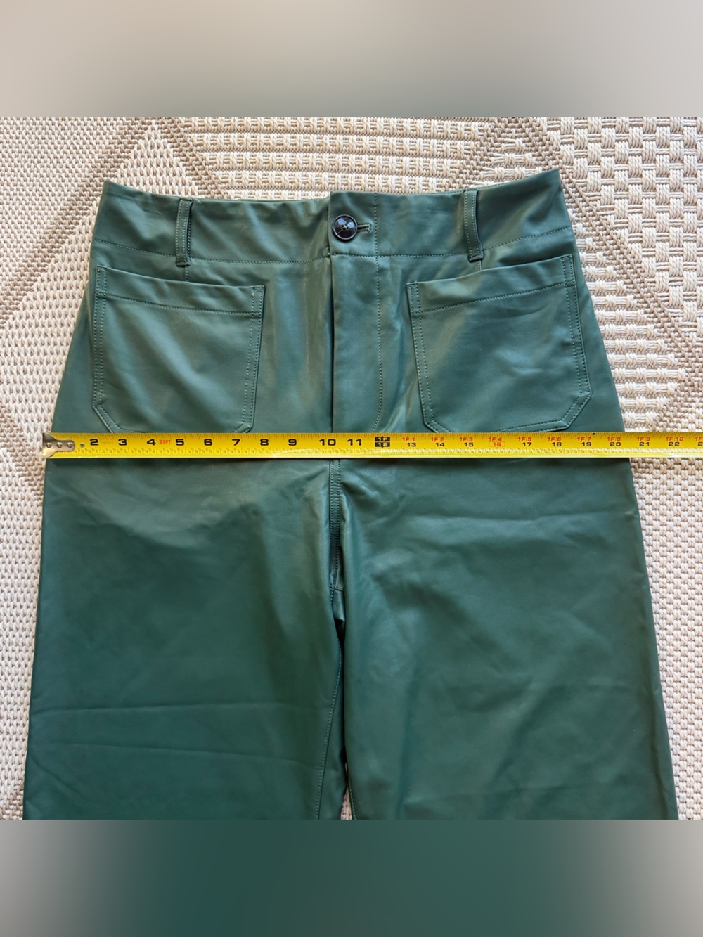 Maeve Forest Green Wide-Leg Faux Leather Pants - Picture 5 of 10